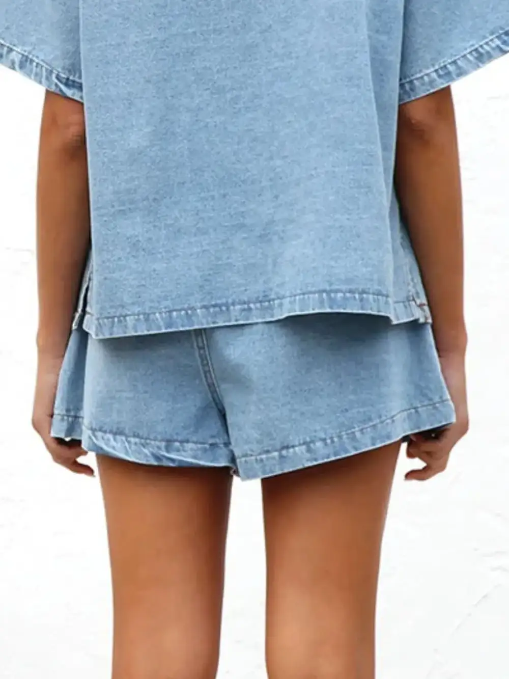 Elastic Waist Shorts Denim Pants