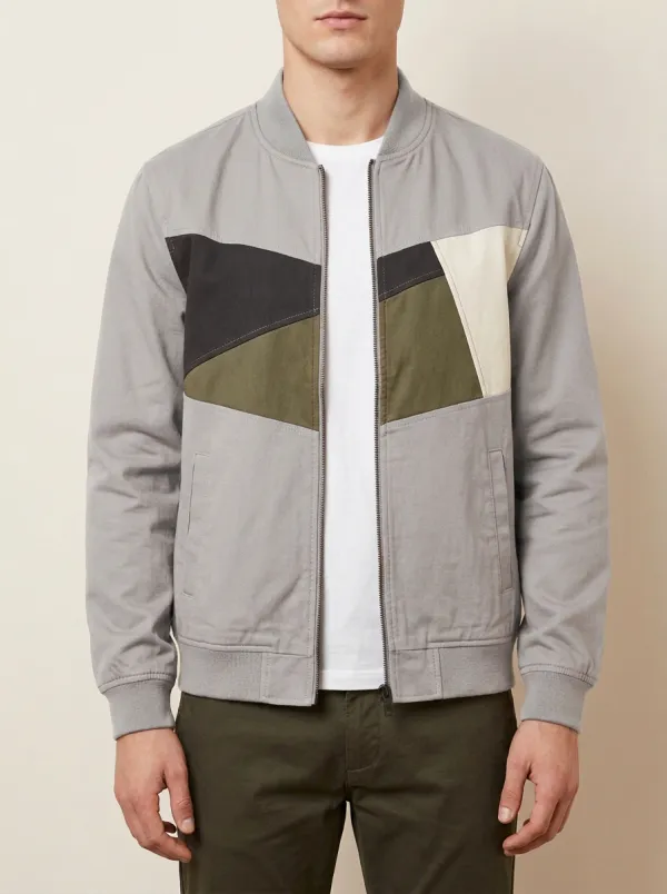 Men's Casual Streetwear Colorblock Pattern Printed Bomber Jacket