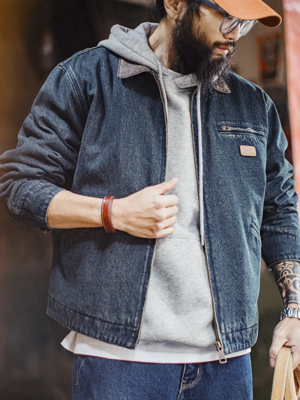 Men's Denim Suede Texture Casual Jacket