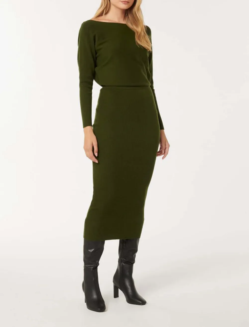 Off-Shoulder Midi Dress