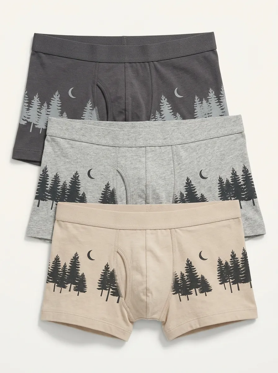 Men's Pine Moon Forest Graphic Boxer Brief Set