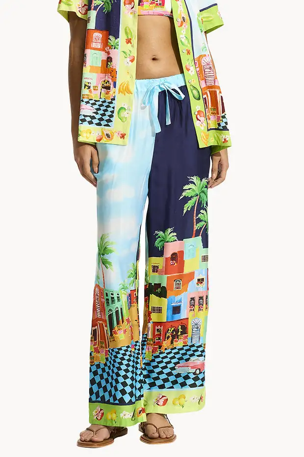 Silk Blend Relaxed Wide Leg Pants