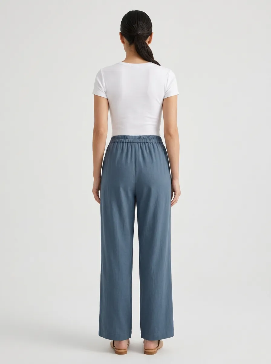 Women's Pleated Straight-Cut Wide-Leg Trousers