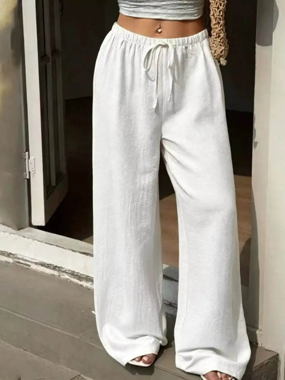 Plus Size High Waisted Wide Leg Pants