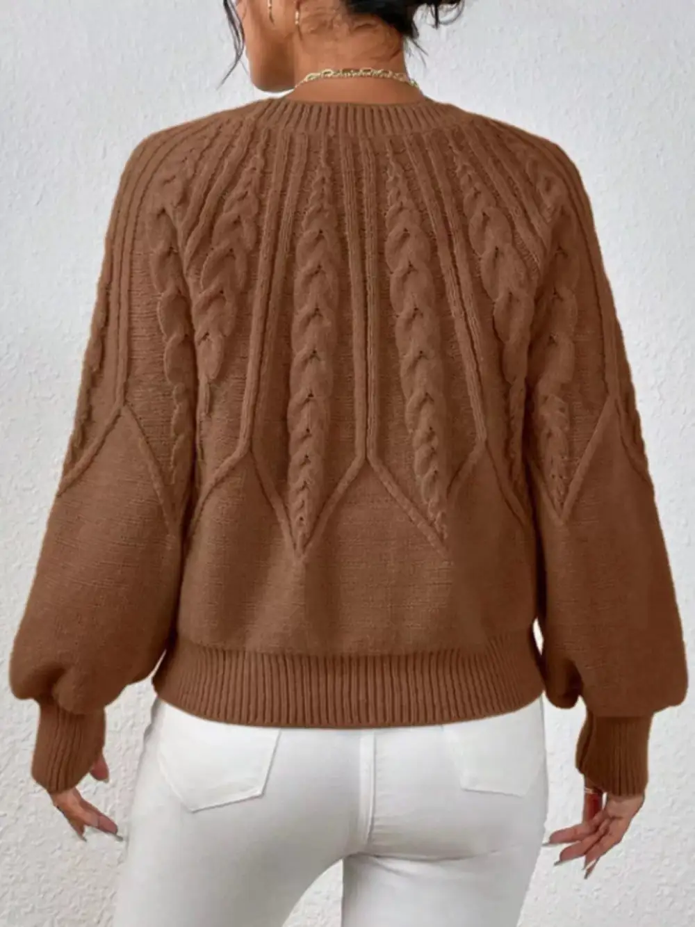 Essential Long Sleeve Cable Knit Sweater