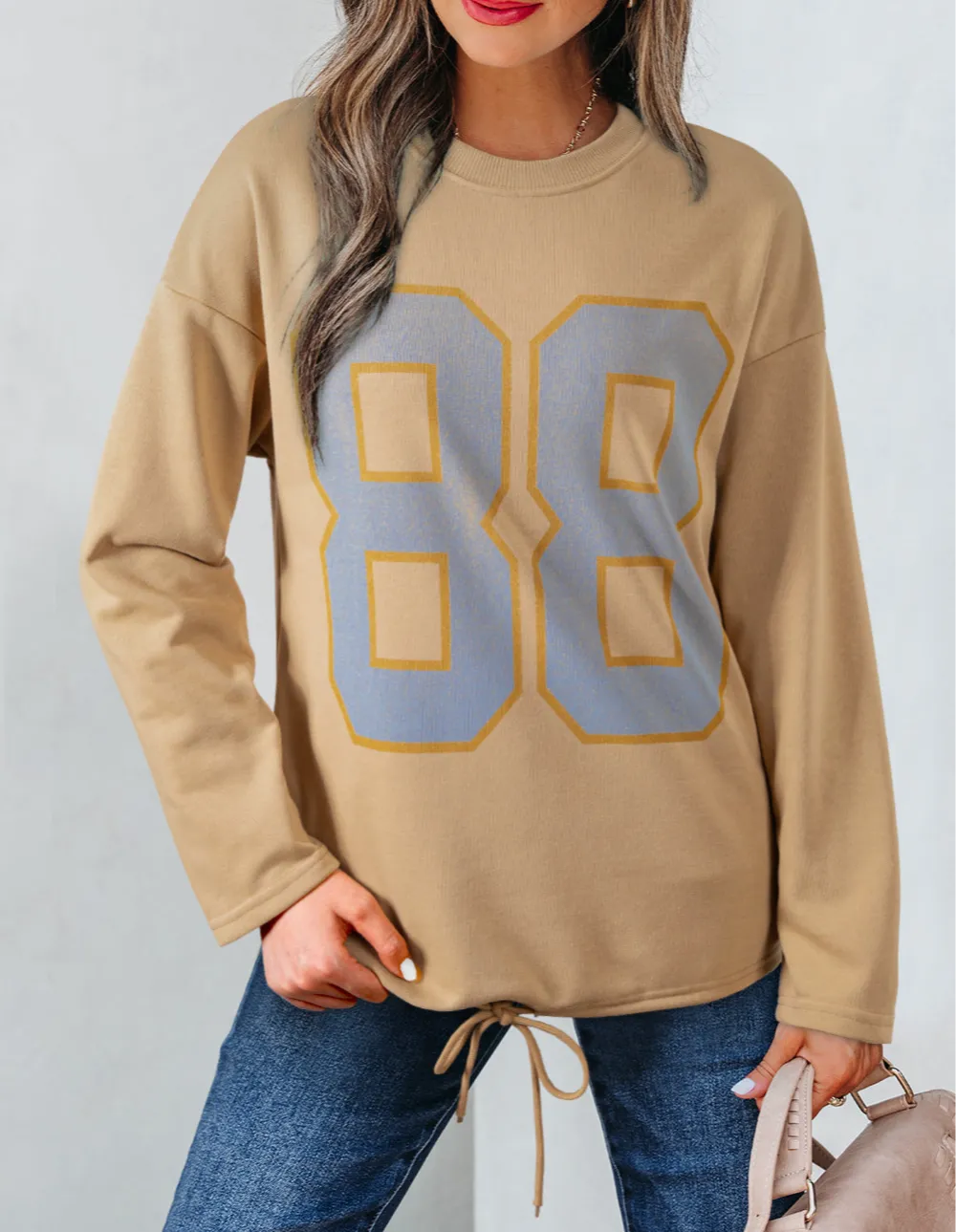 Women's Graphic Long Sleeve Drawstring Top