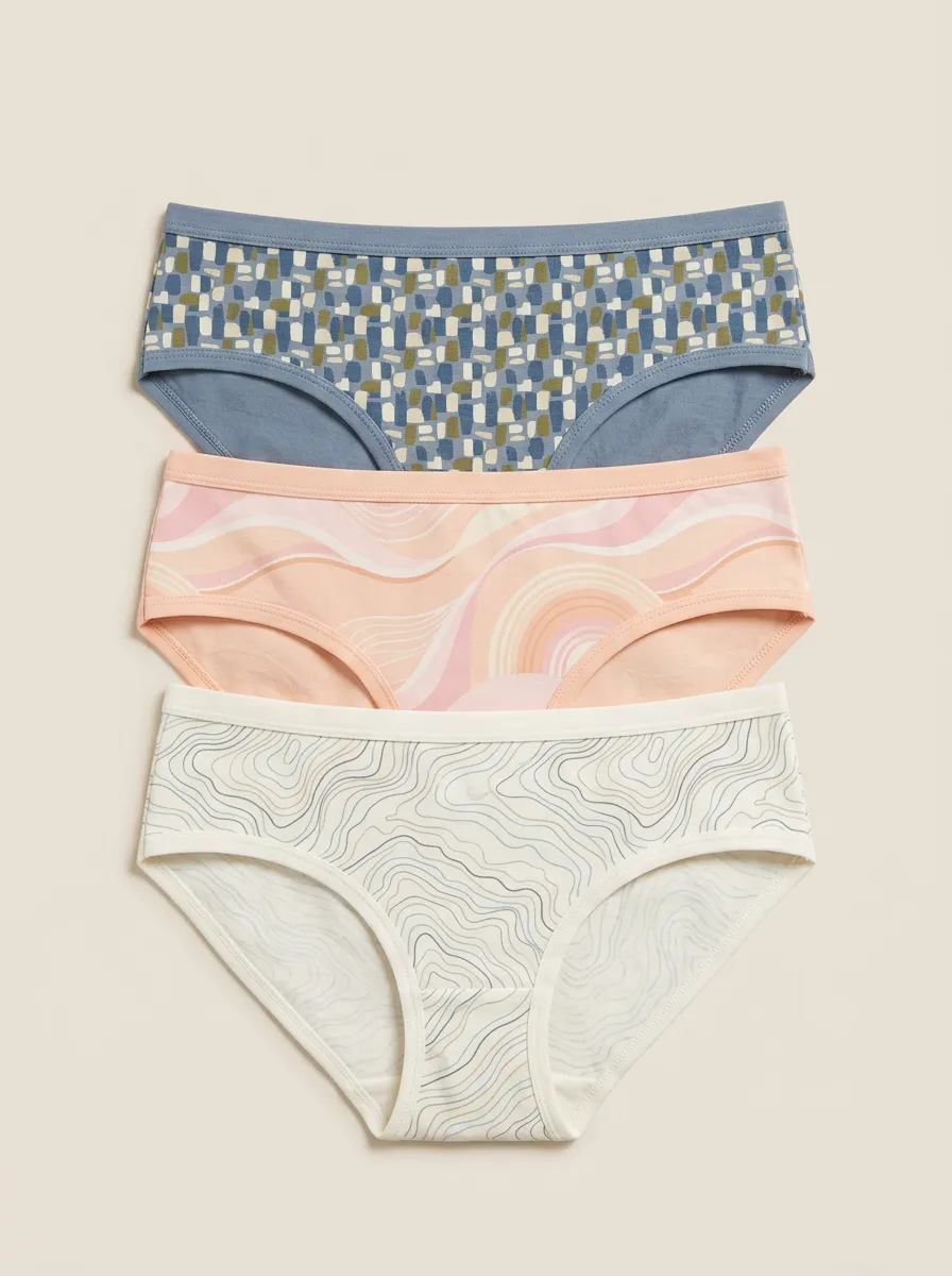 Women's Geometric Abstract Printed Three Pack Briefs