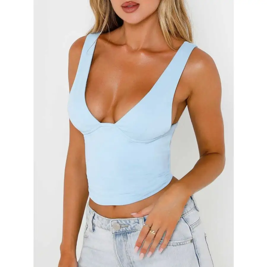 Wide Strap V Neck Tank