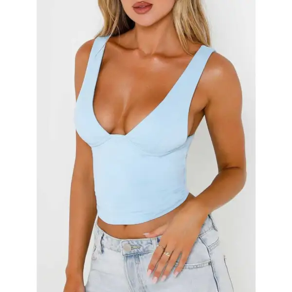 Wide Strap V Neck Tank