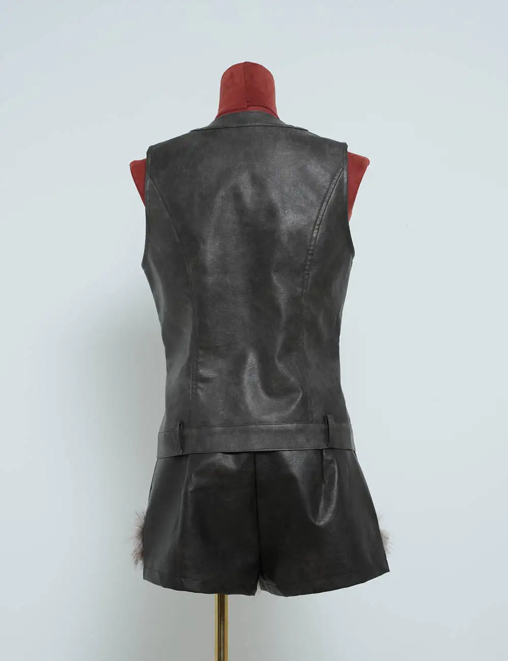 Street Chic Faux Pu Zip Up Round Neck Vest