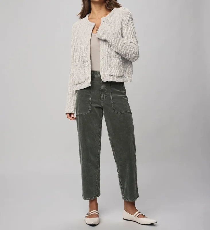 Relaxed Chenille Crop Cardigan