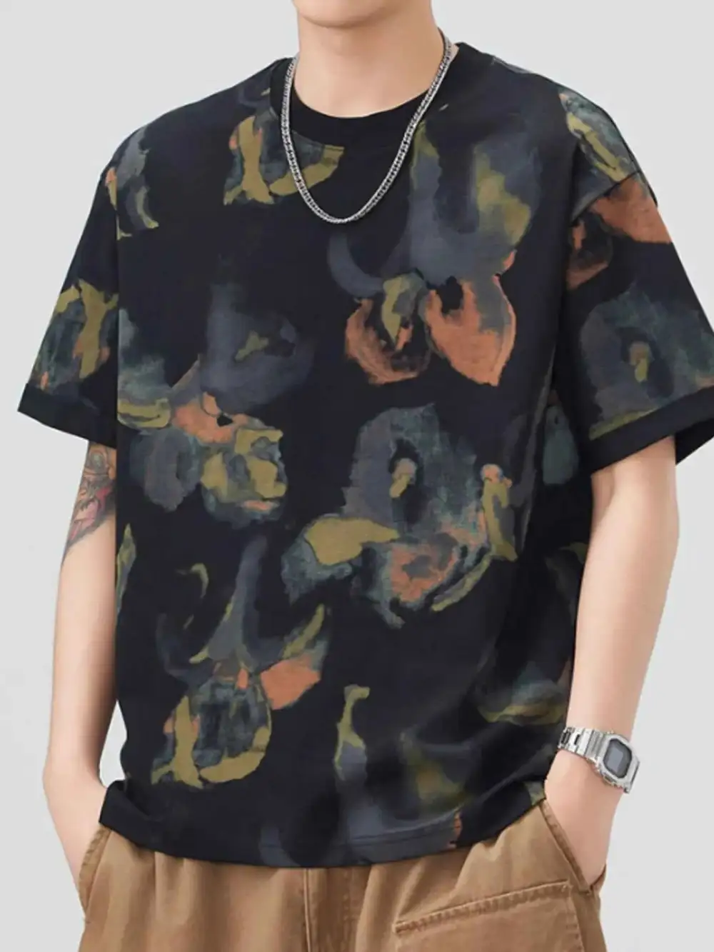 Everyday Contrast Round Neck Short Sleeve T-Shirt