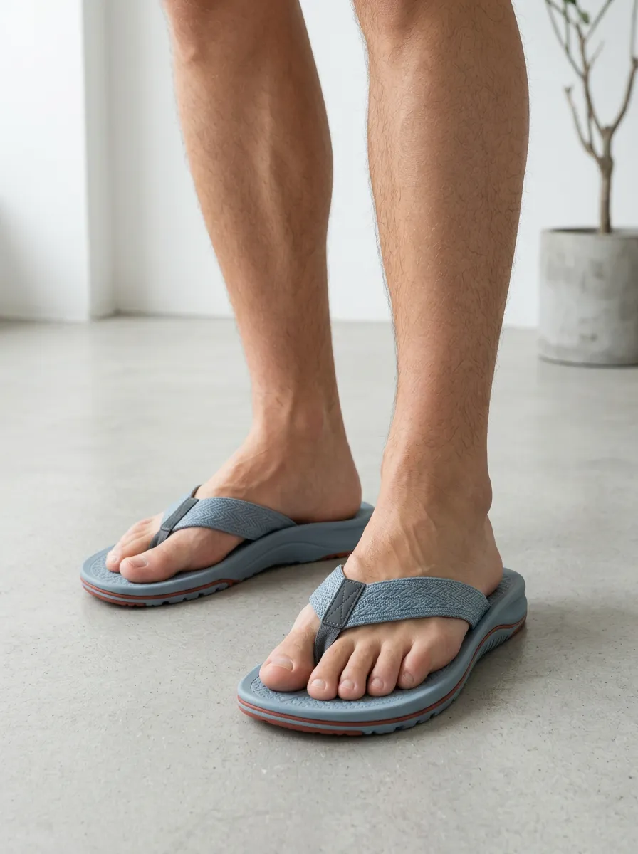 Men's Casual Beachwear Herringbone Pattern Printed Flip Flops