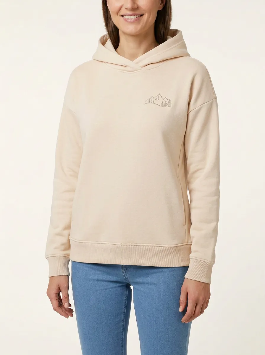 Women's Mountain-Line Crossover-Neck Side-Pocket Hoodie