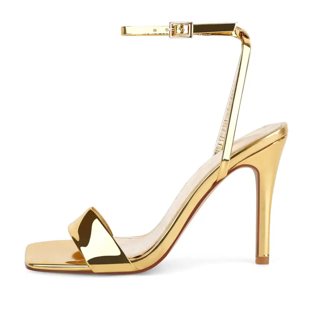 Square Toe Ankle Strap Stiletto Refined Sandals