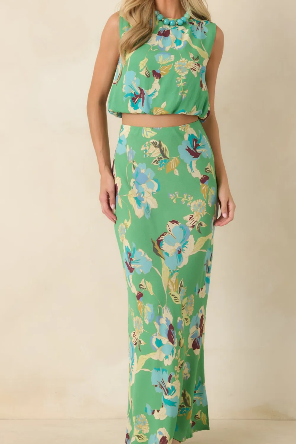 Cyprus Floral Bias Maxi Skirt