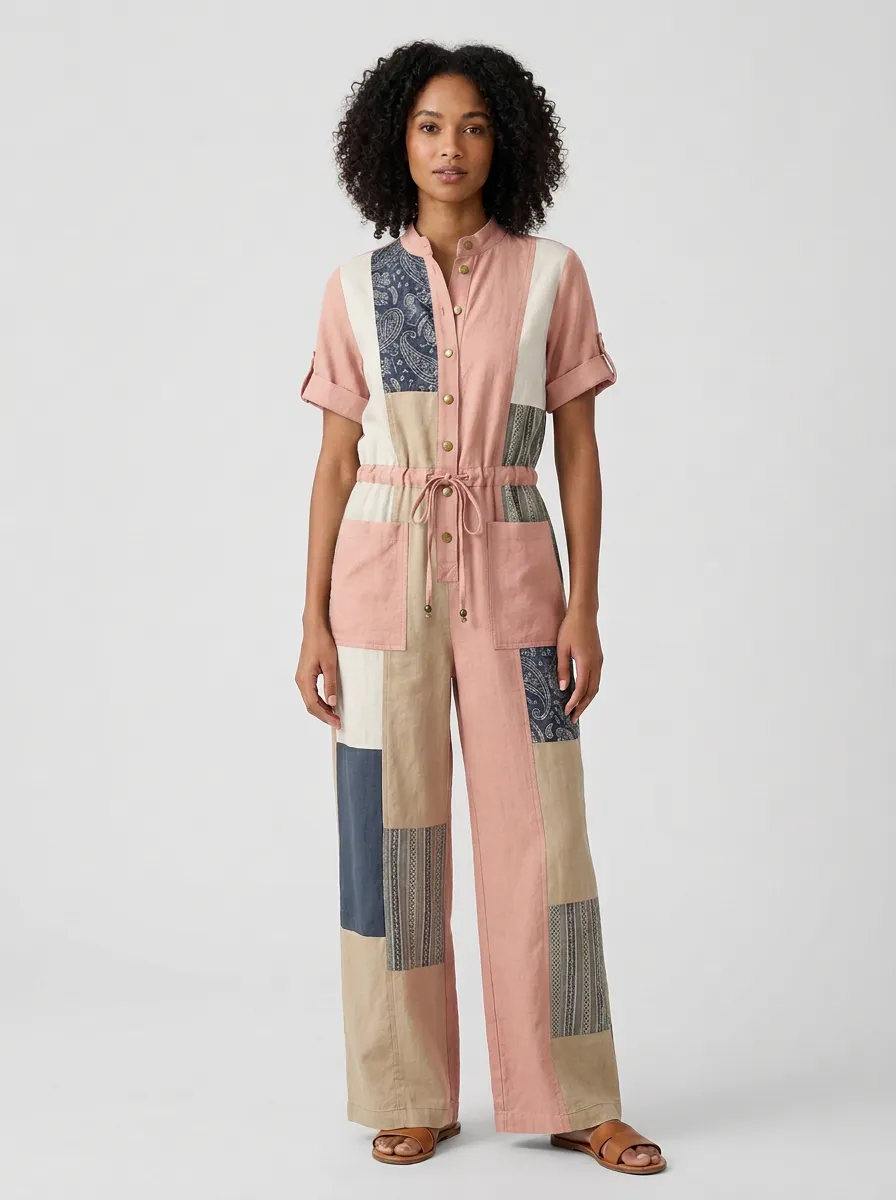 Women's Marin Boho Paisley Patchwork Graphic Jumpsuit