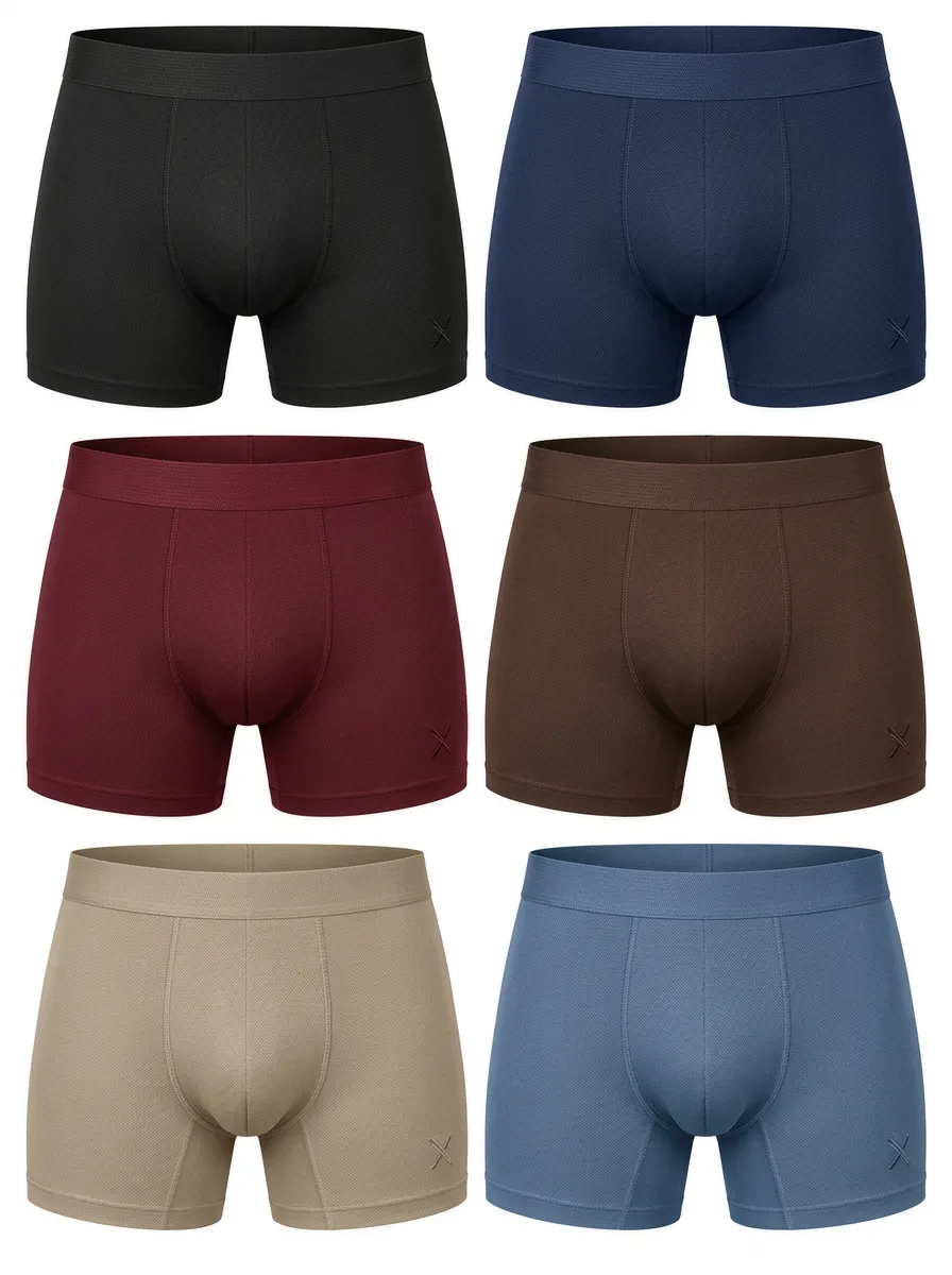 Men's Smooth Cotton Boxer Briefs with Solid Color Design — Understated Multipack