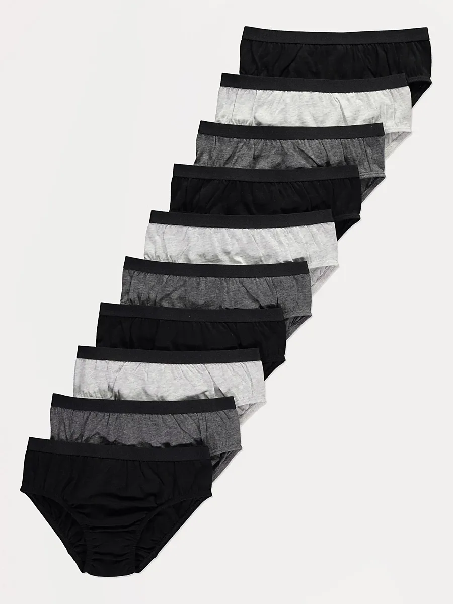 Grey and Black Briefs 10 Pack