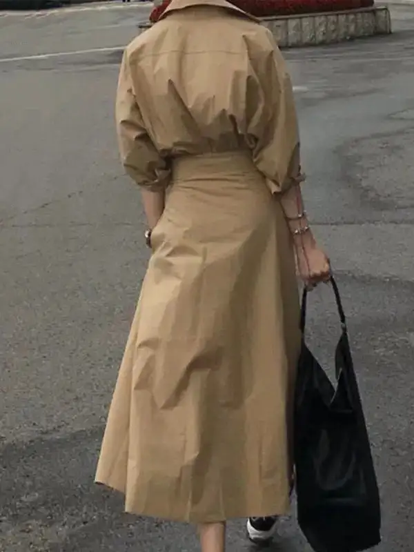 Pleated Shirt Maxi Dress