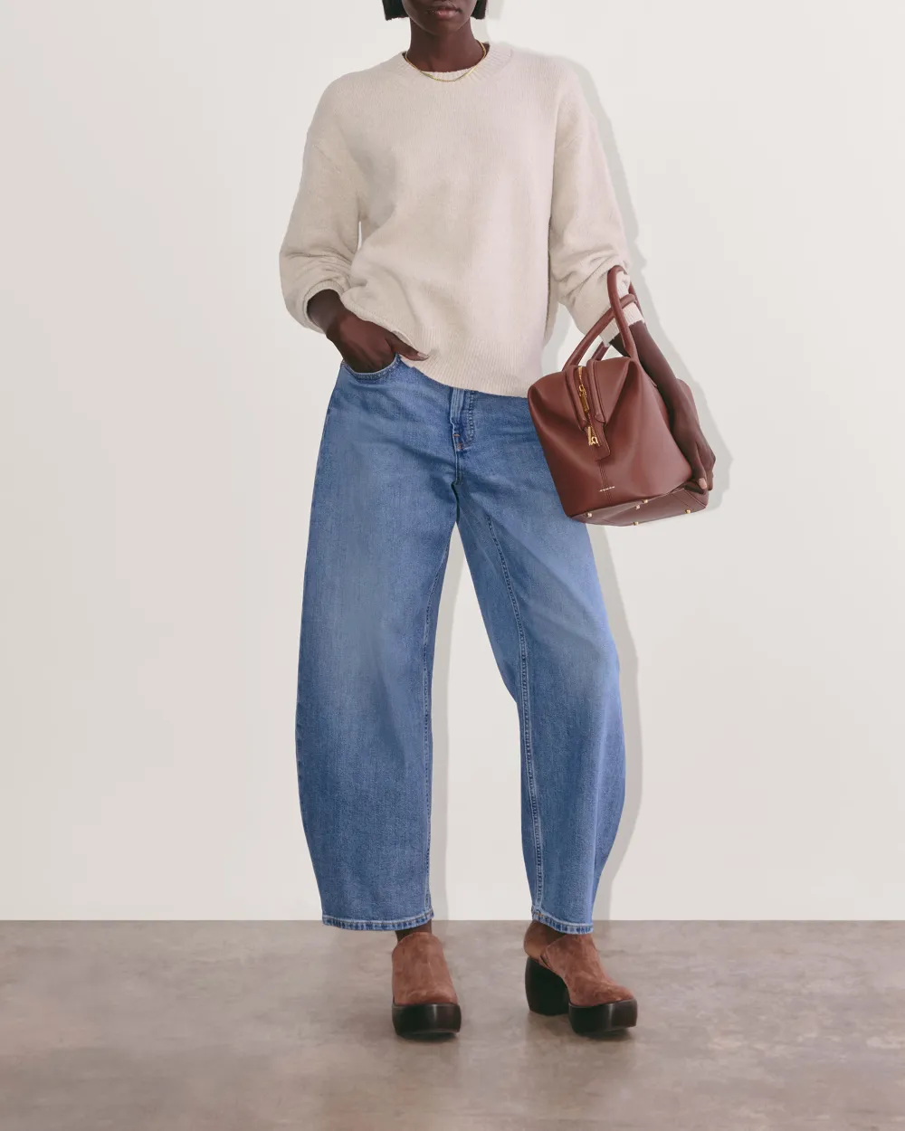 Ribbed Collar Knit Sweater