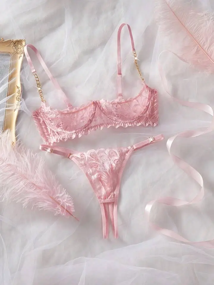 Refined Lace Sheer Bra And Panty Set