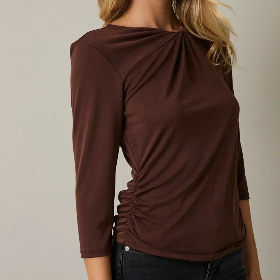 Twist Neck Shirred Top