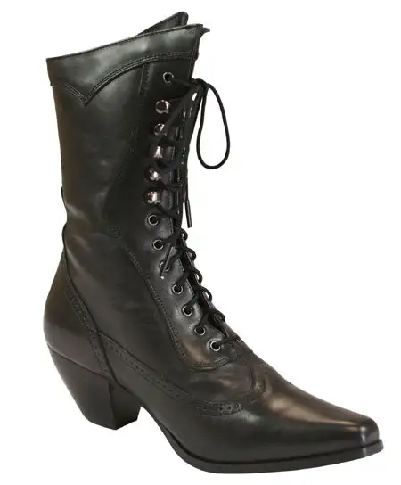 Women's Traditional Riding Side Zip Victorian Lace Up Boots