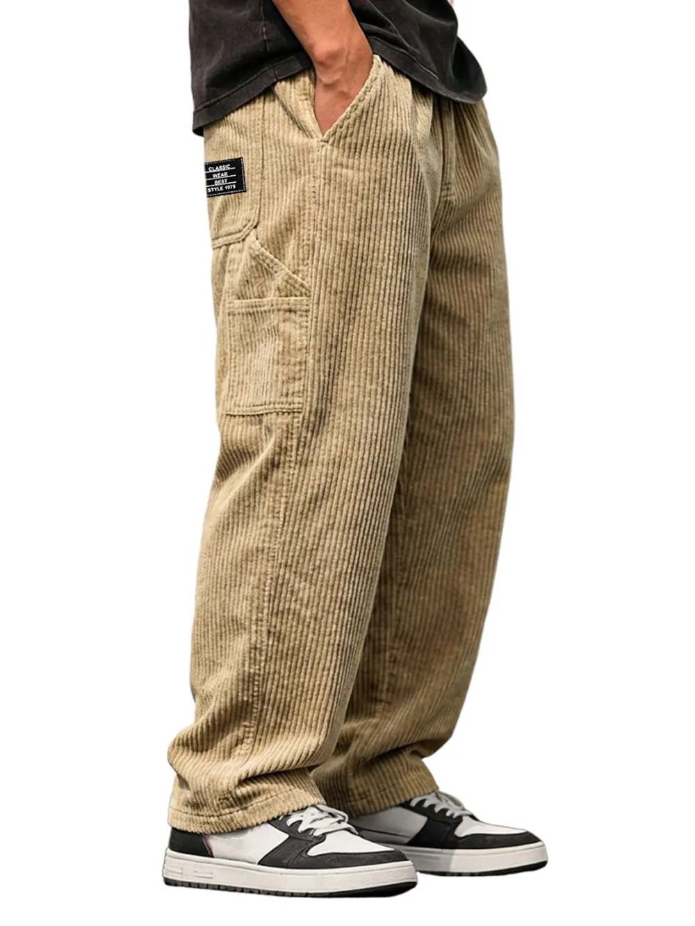 Layered Corduroy Utility Pocket Pants