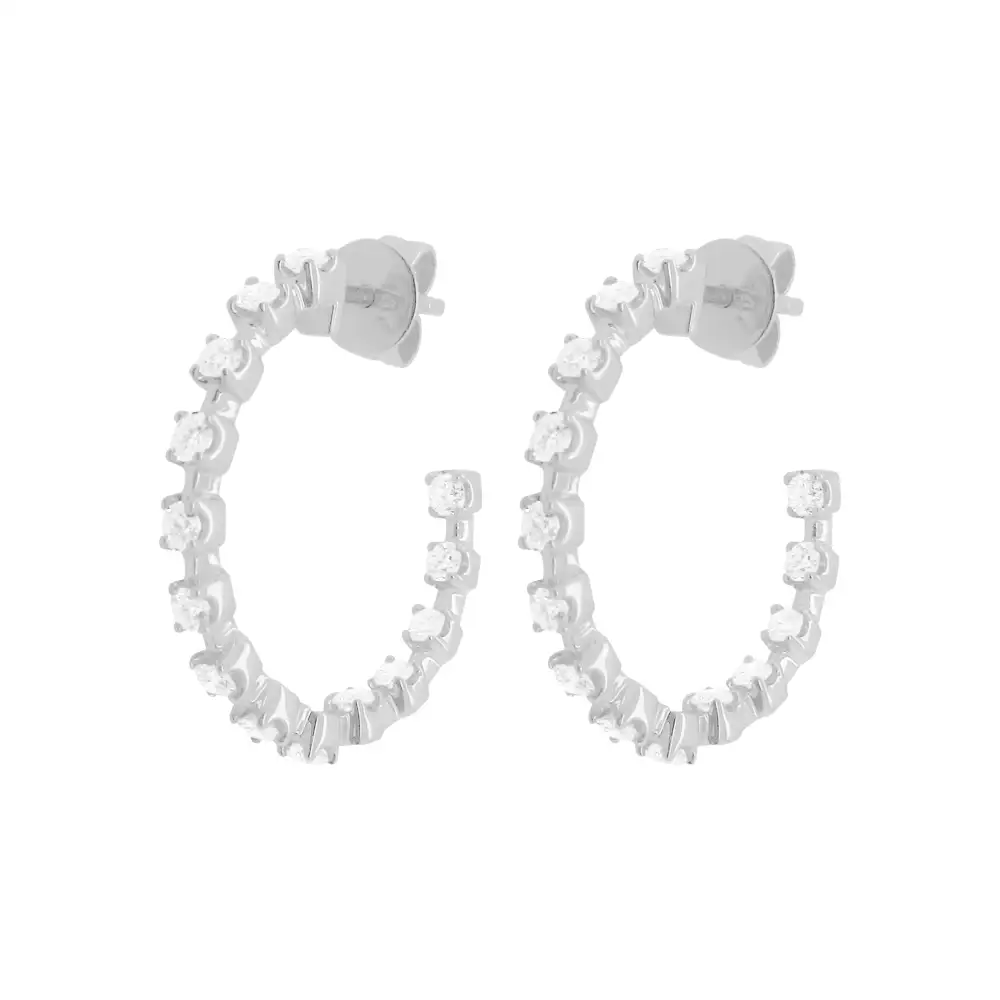 Refined Petite Gem Detail Hoop Earrings