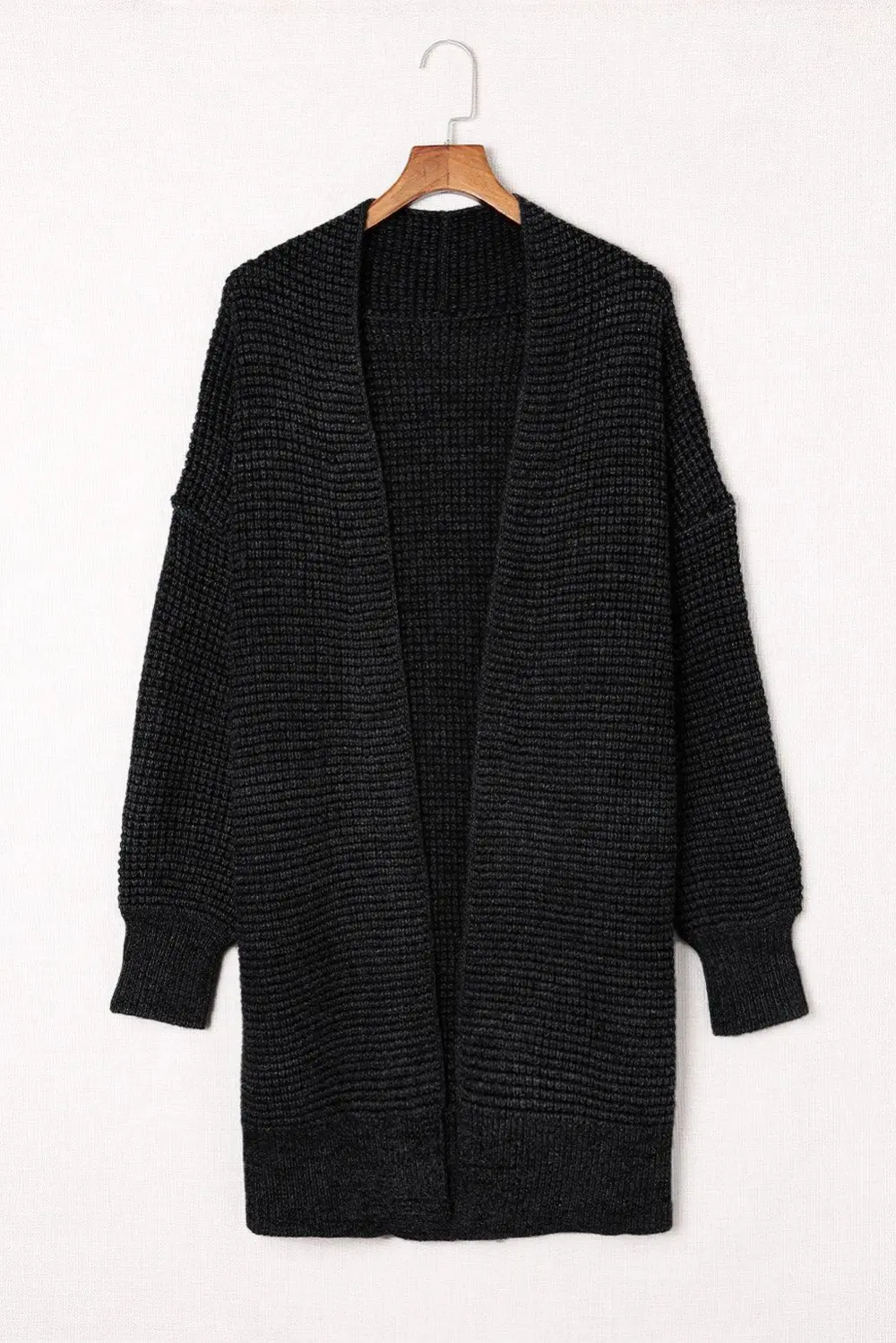 Heathered Open-Front Longline Cardigan