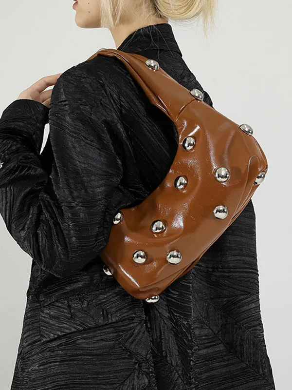 Geometric Rivet Compact Shoulder Bag