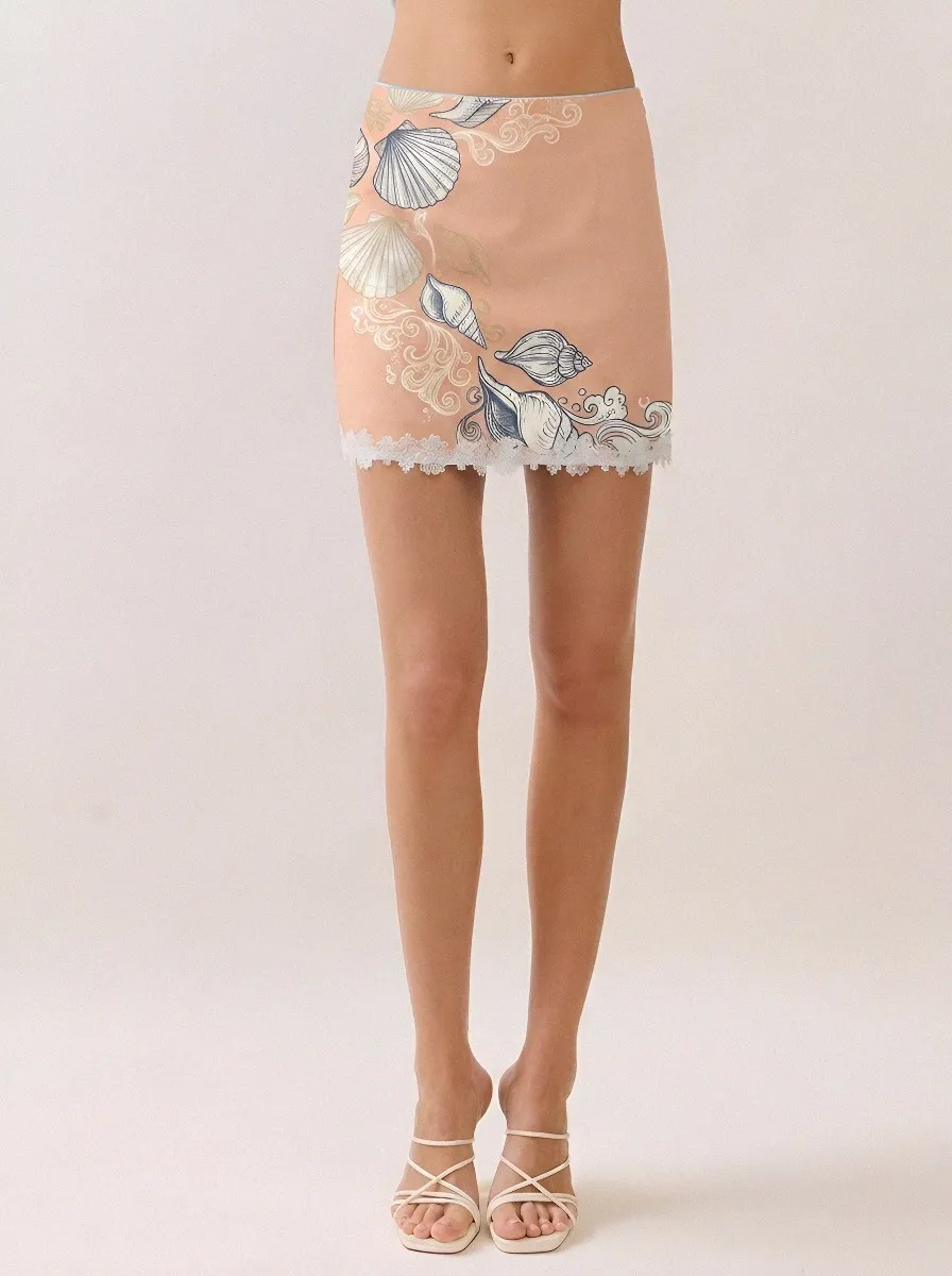 Women's Beach Lover Seashell Ocean Printed Mini Skirt