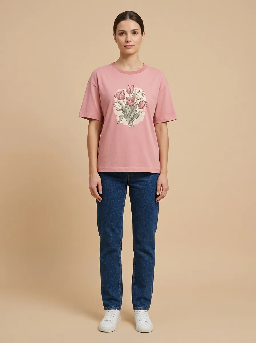 Women's Crewneck Graphic Floral T-Shirt