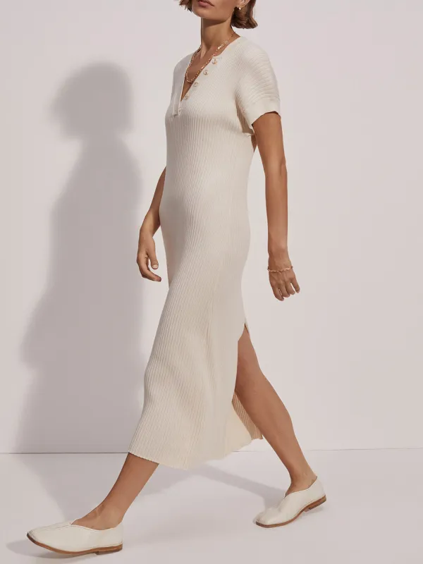 V-Neck Knit Midi Dress