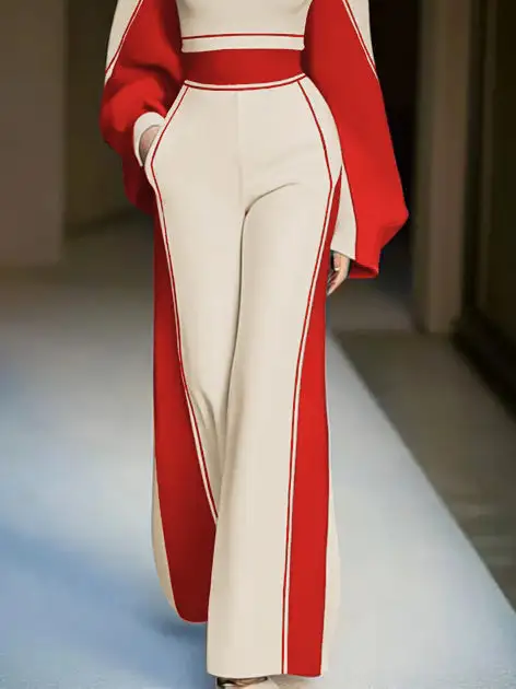 Women's Wide Leg Loose Fit Striped Pants