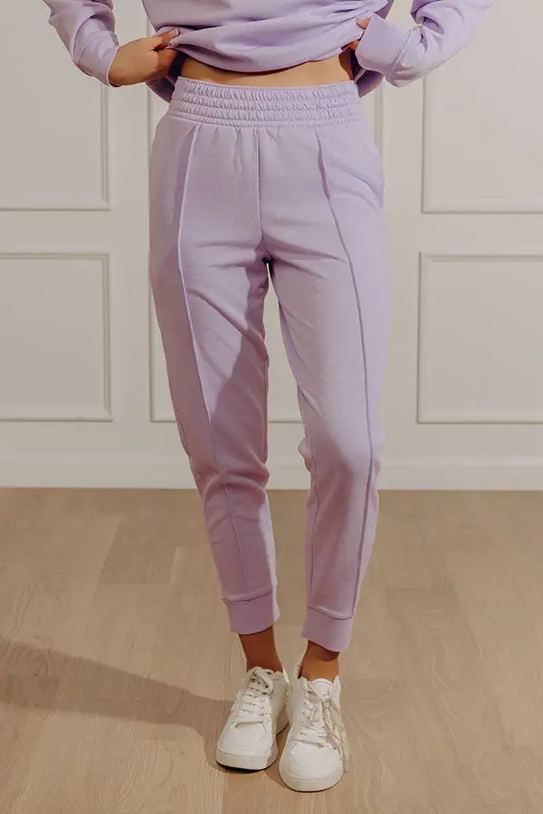 High Waist Relaxed Scuba Knit Cuffed Pants
