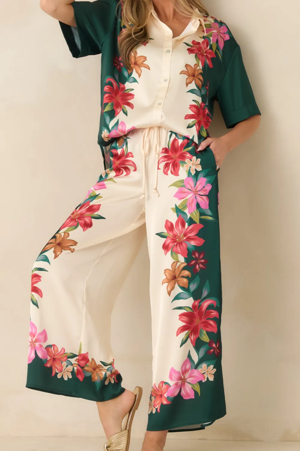 Kiwi Multicolor Floral Wide Leg Pants