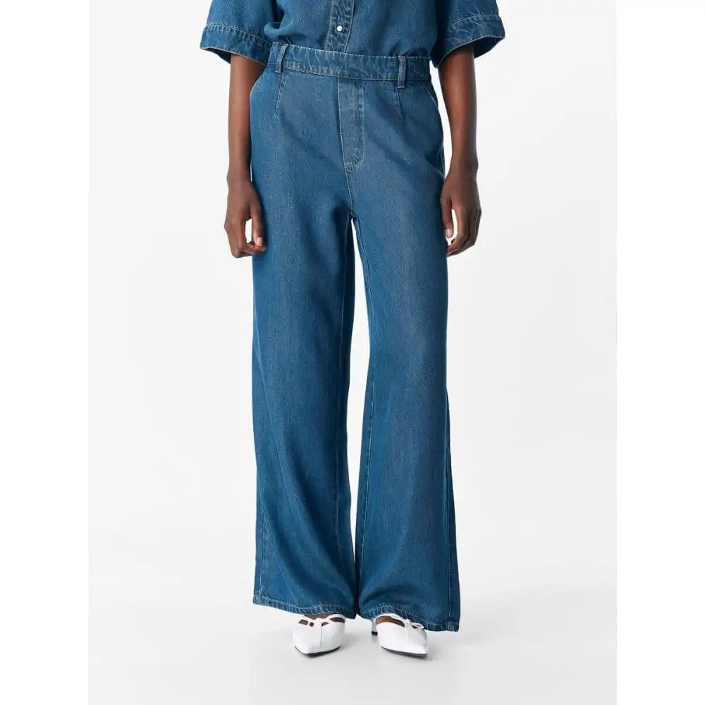 Wide-Leg Relaxed Denim-Look Women's Trousers
