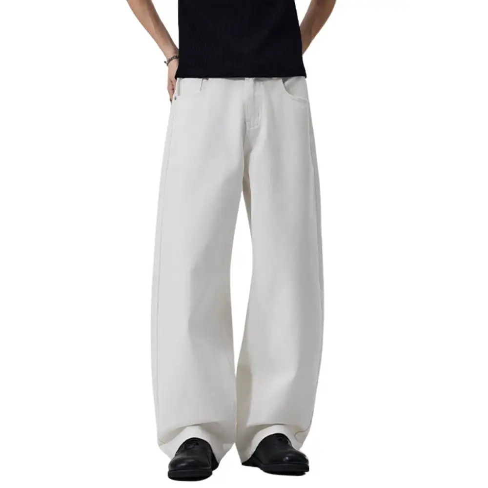 Relaxed Fit Wide Leg High Waist Men's Casual Pants