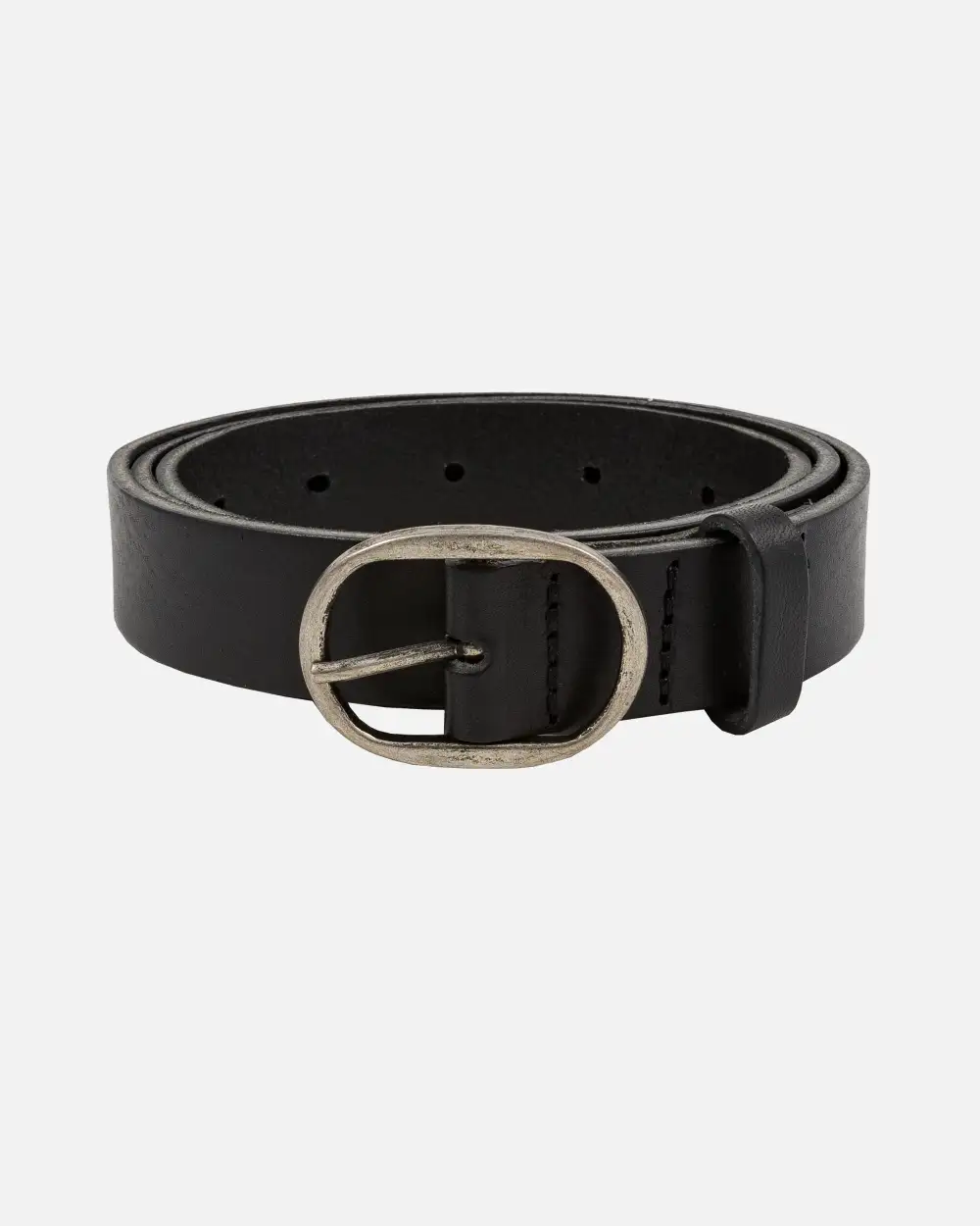 Classic Oval Buckle Leather Waist Belt