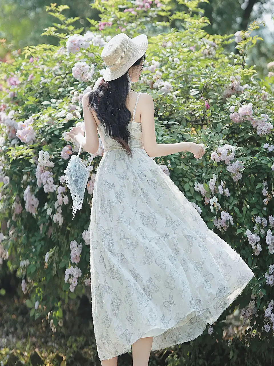 Butterfly Spaghetti Strap Maxi Dress