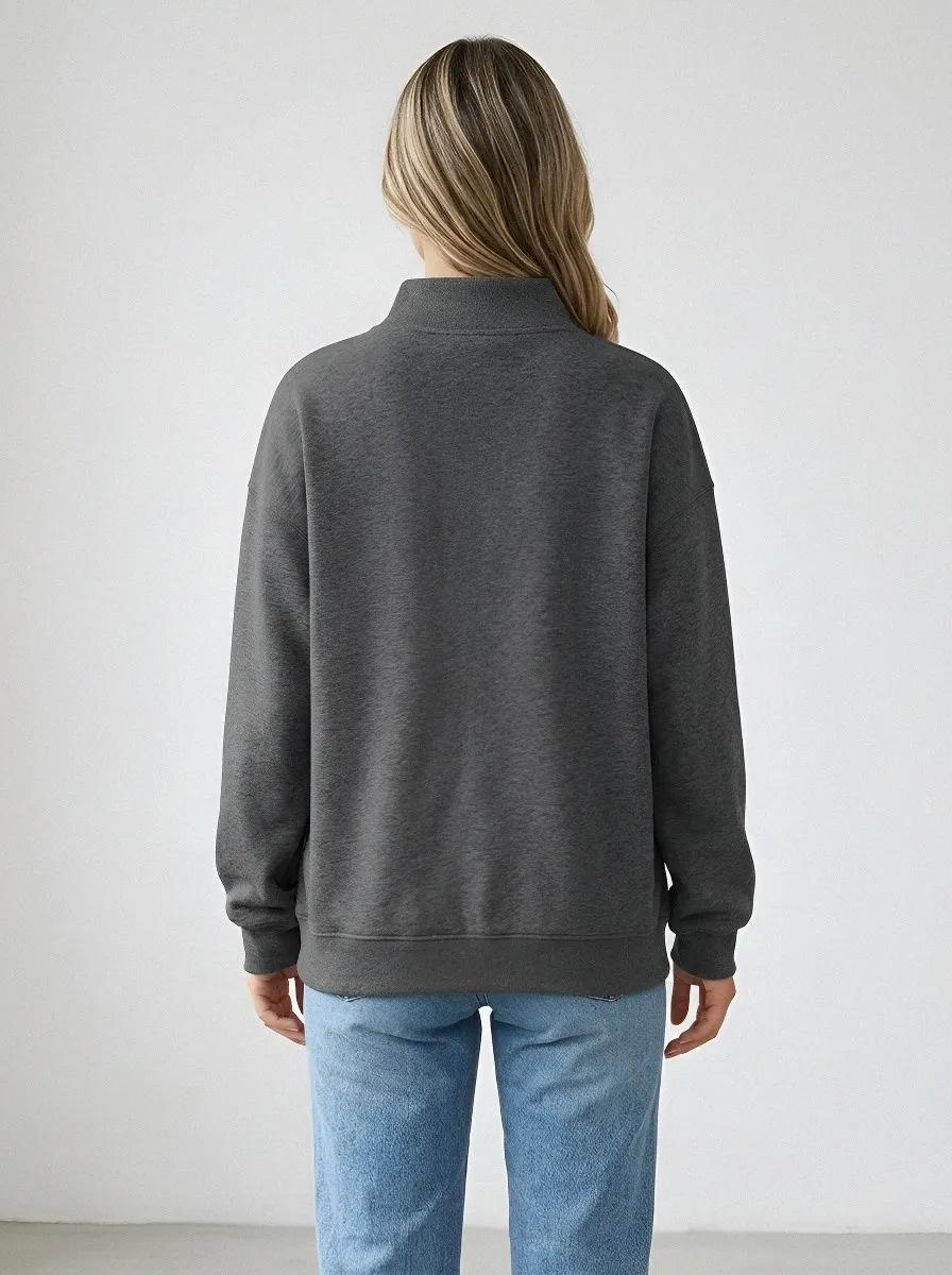 Women's Botanical Soul Monstera Leaf Printed Mock Neck Sweatshirt