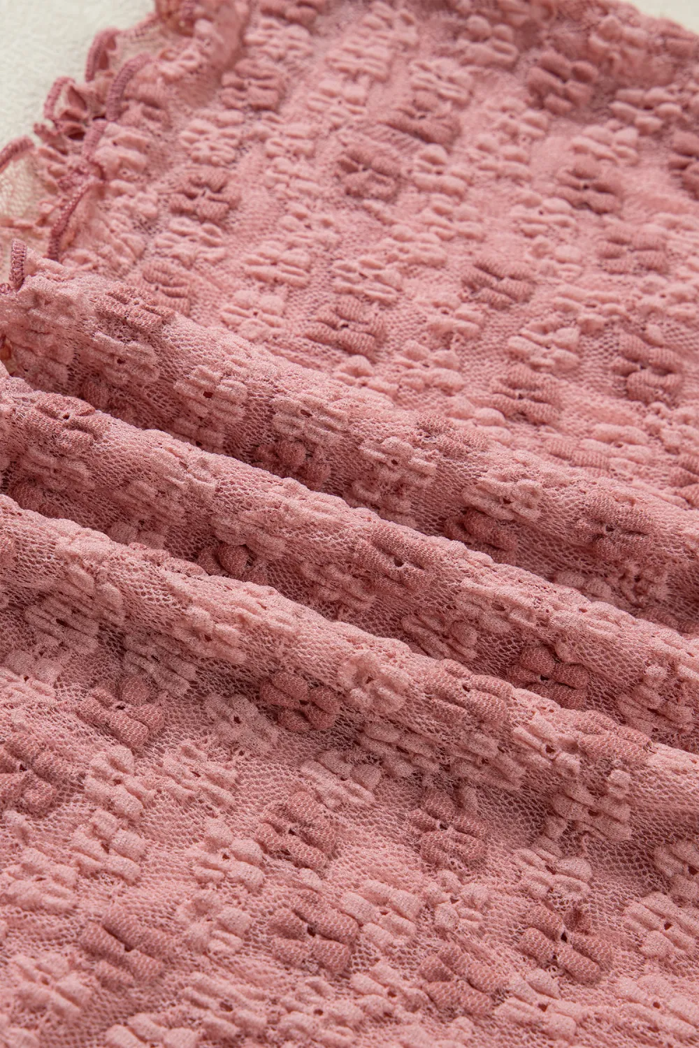Peach Blossom Drawstring Knot Detail Blouse
