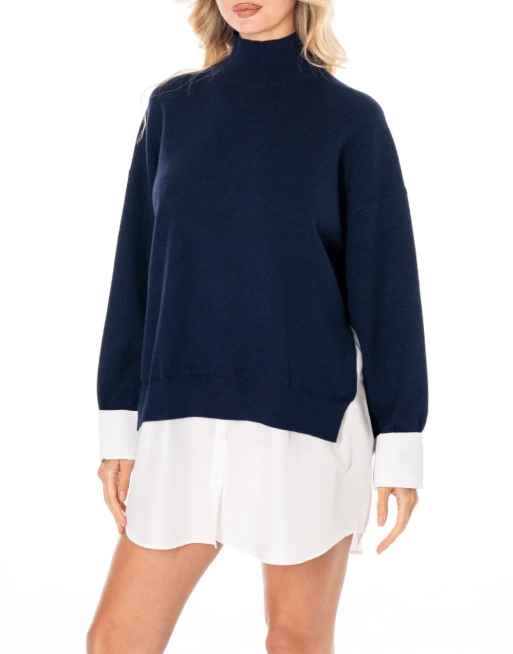 Relaxed Mockneck Layered Sweater