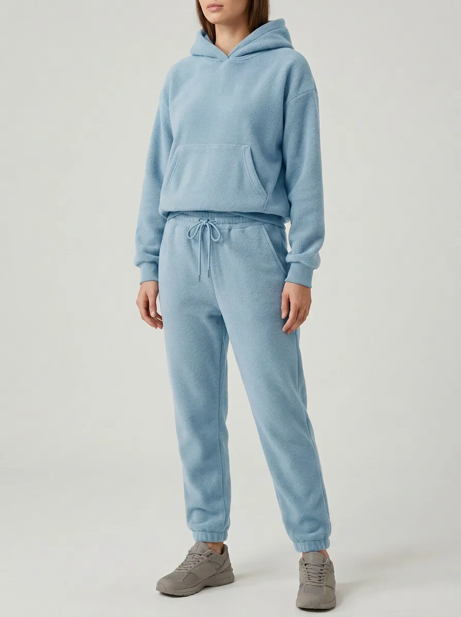 Women's Structured-Hood Fleece Hoodie And Ribbed-Cuff Jogger Set