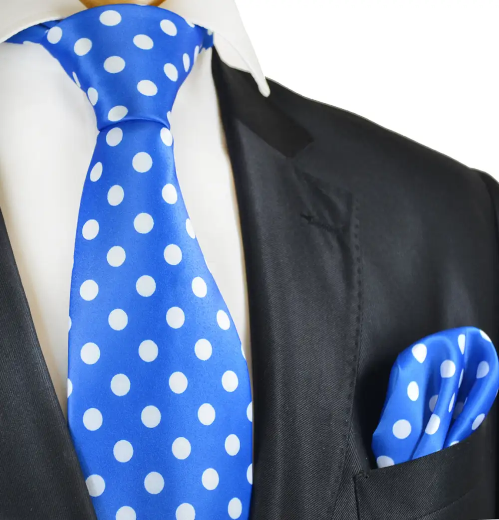 Classic Polka Dot Men's Necktie With Pocket Square