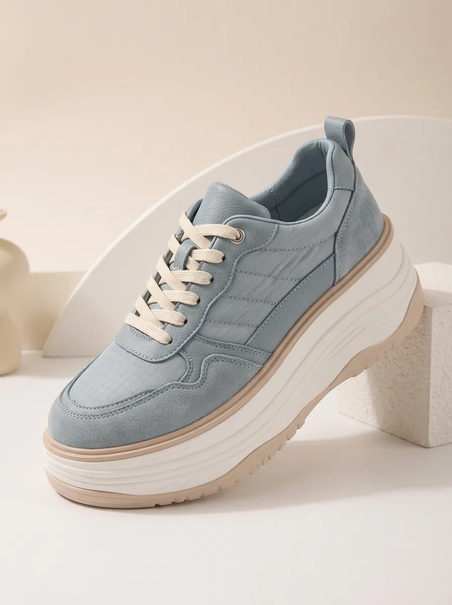 Lace-Up Low-Top Women's Chunky Platform Shoes