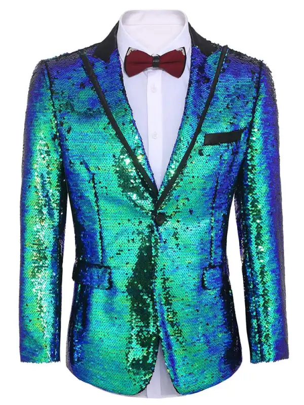 S Shiny Sequins Suit Jacket Coat