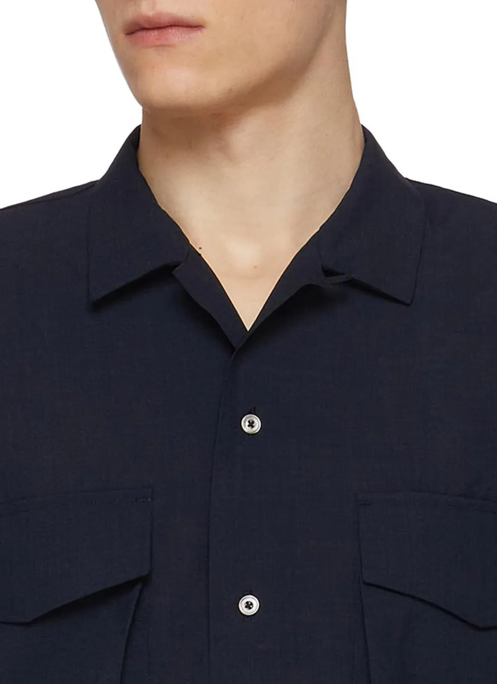 Simple Soft Multifunctional Pocket Lape Dark Blue Shirt